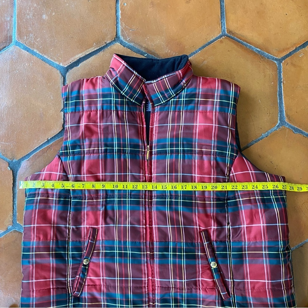 Chaps Ralph Lauren Womens Puffer Red Plaid Full Zip Vest 3X Preppy Old Money - Picture 6 of 6